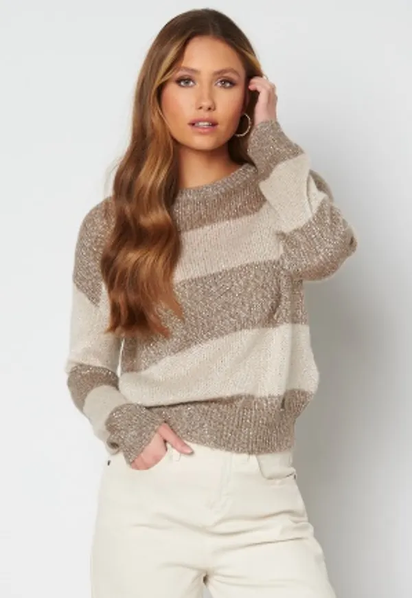 Guess Lorraine RN LS Sweater Cream and Posh Taupe XS