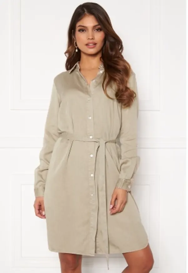 VILA Bista Denim Belt Dress Simply Taupe 34