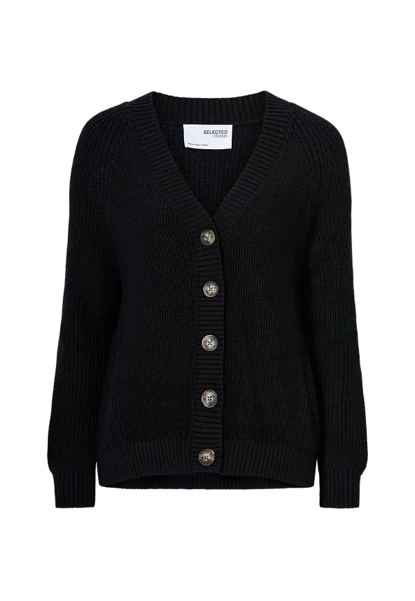 Selected FEMME - Cardigan slfSira LS Knit Cardigan - Svart