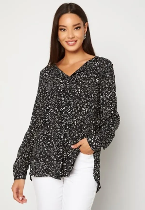 VILA Lucy L/S Print Shirt Black AOP Ally M