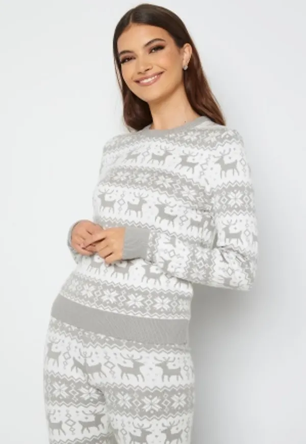 ONLY Xmas Pattern L/S Pullover Light Grey Melange XL