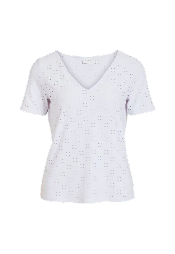 Vila - Topp viTressy Detail V-neck S/S Top - Vit