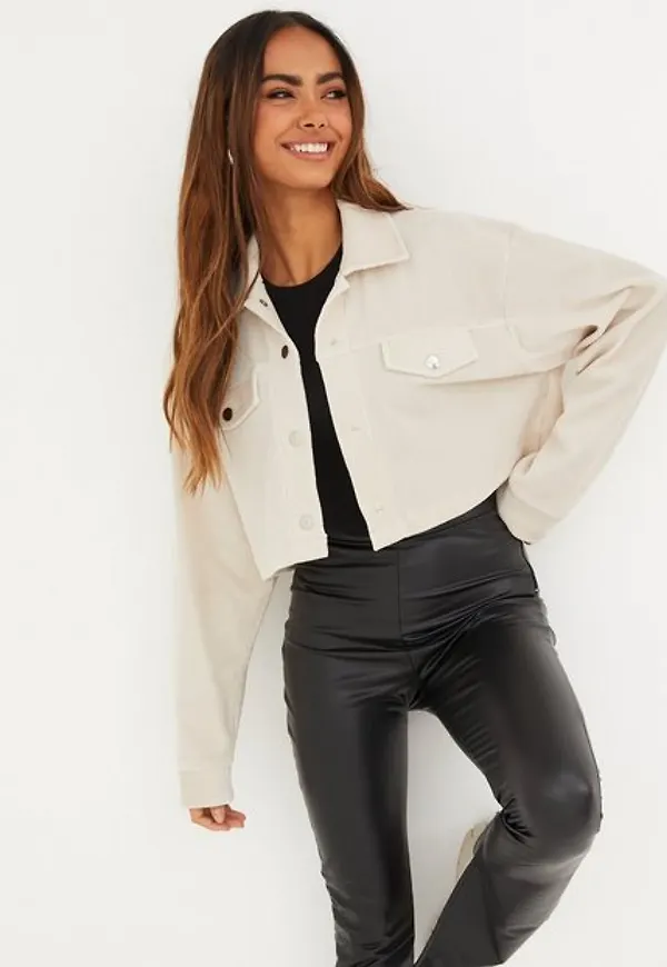 NLY Trend Cropped Cord Shacket Jackor Greige