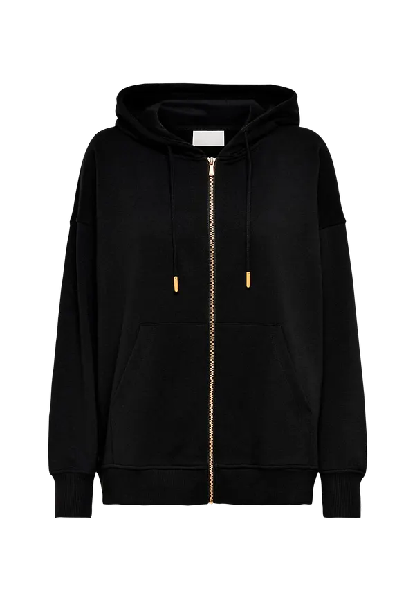Only - Sweatshirt onlFeel Life L/S Zip Oversize Hood - Svart