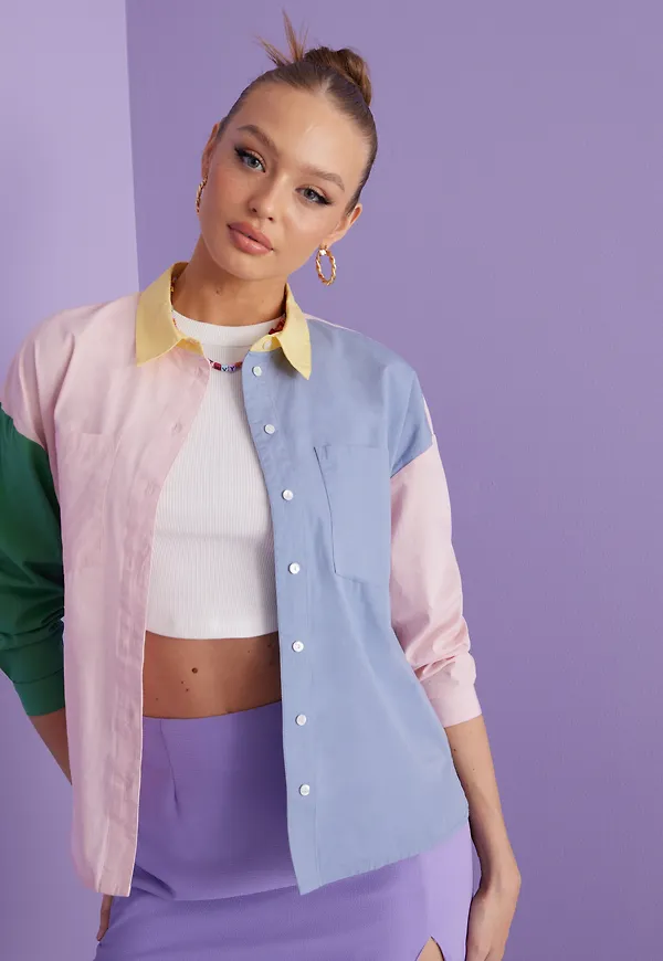 Only - Skjortor - Onlnero Ls Wvn Colour Blocking Shir - Blusar & Skjortor - shirts
