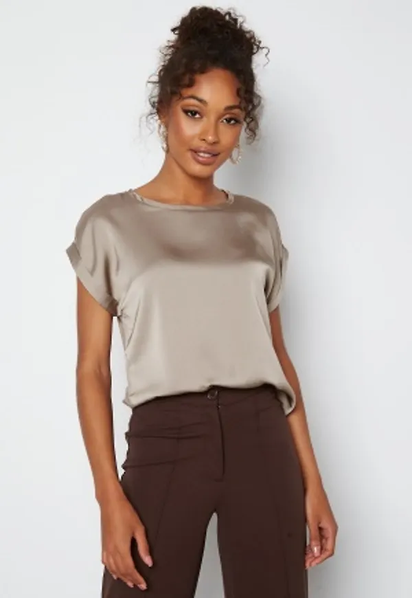 VILA Ellette S/S Satin Top Fungi 38