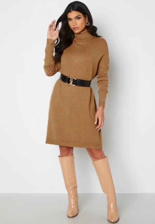 VILA Ril Rollneck Knit Tunic Tigers Eye M