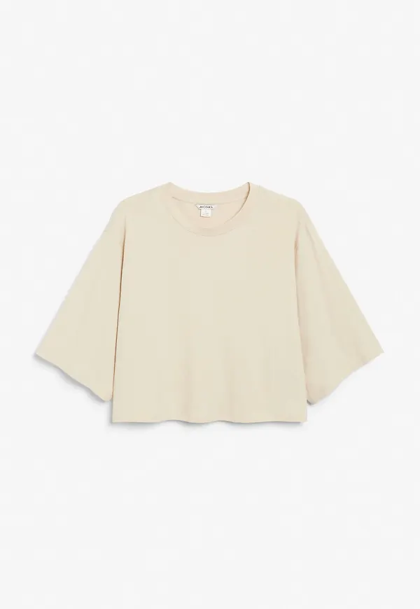 3/4 sleeve boxy t-shirt - Beige
