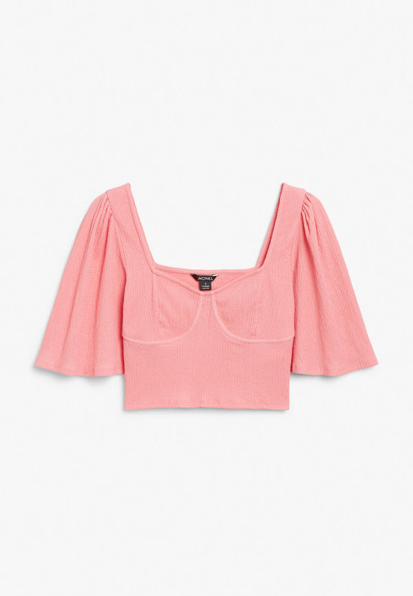 3/4 sleeve corset top - Pink