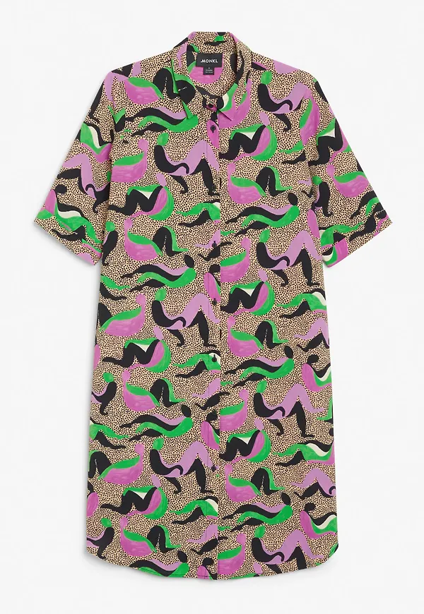 3/4 sleeve shirt dress - Beige