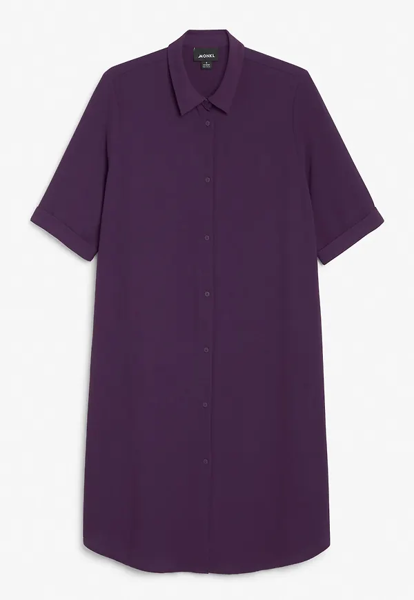 3/4 sleeve shirt dress - Purple