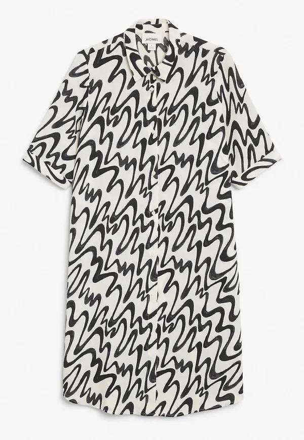 3/4 sleeve shirt dress - White