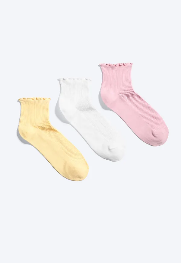 3-pack Frill Edge Short Socks