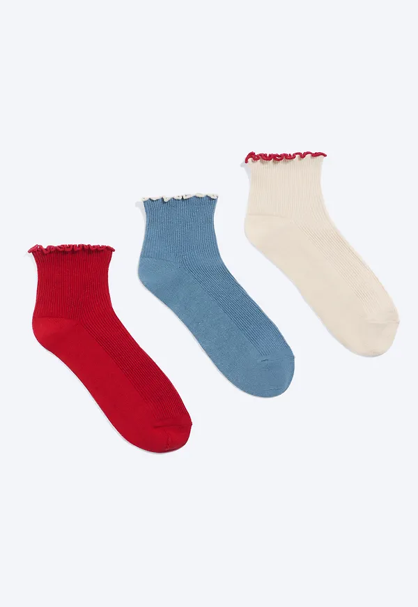 3-pack Frill Edge Short Socks