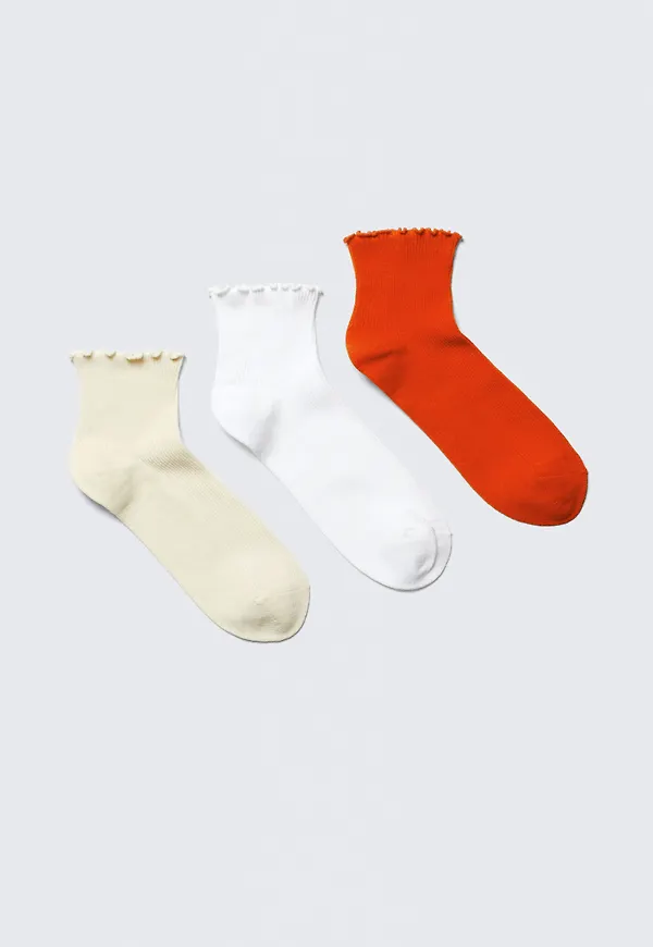3-pack Frill Edge Short Socks