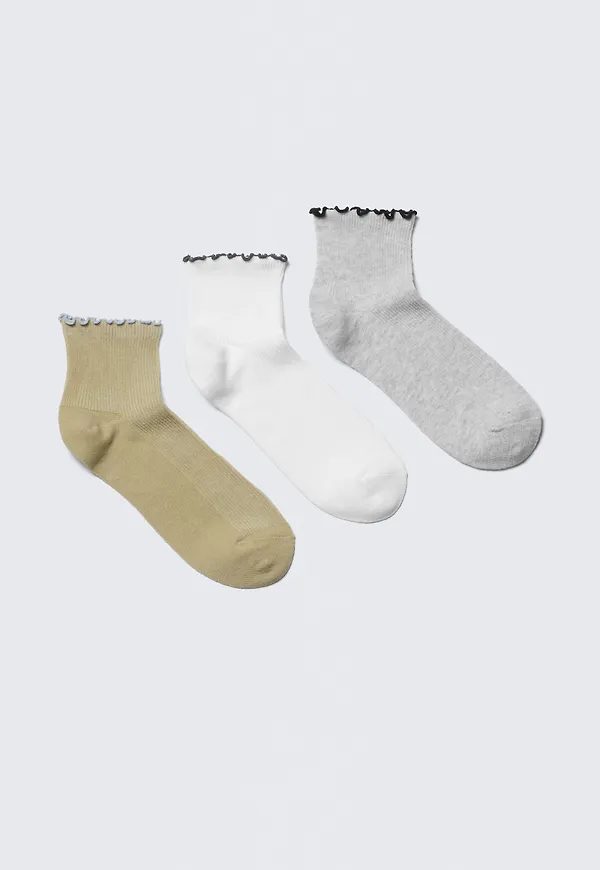 3-pack Frill Edge Short Socks