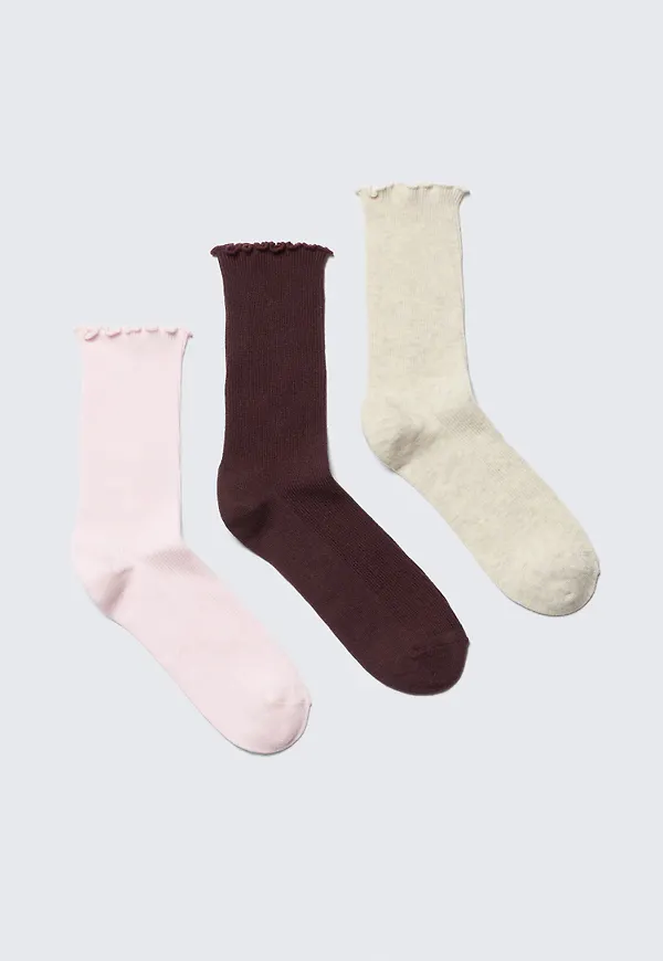 3-pack Frill Edge Socks