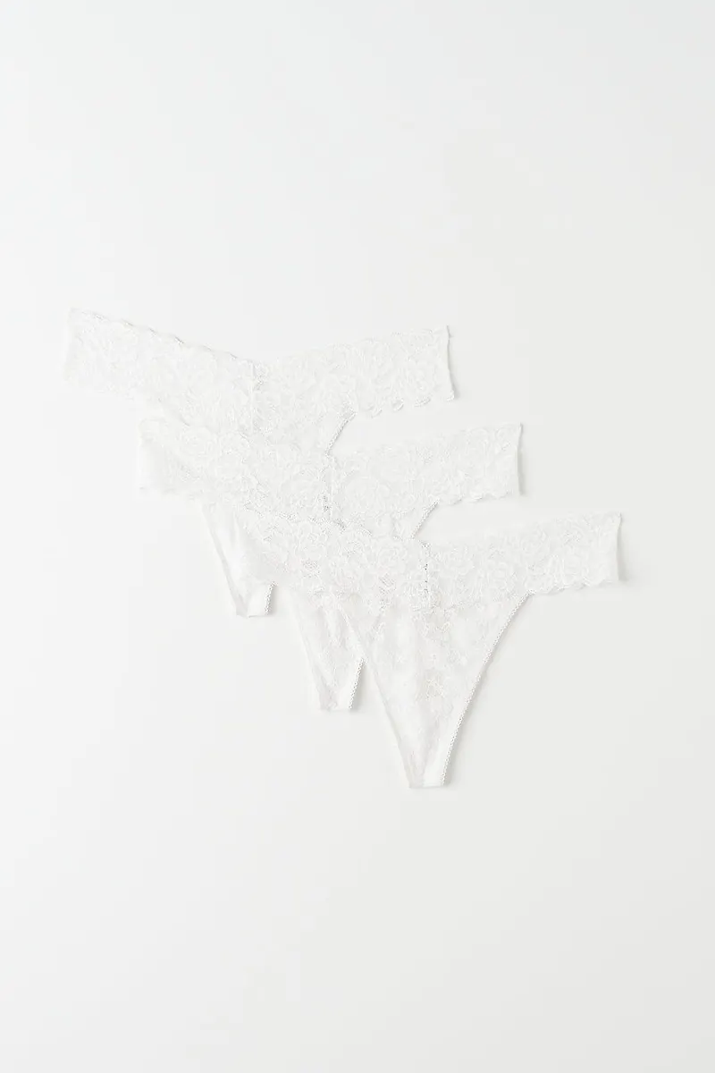 Gina Tricot - 3-pack lace string - trosor - Vit - M - Dam