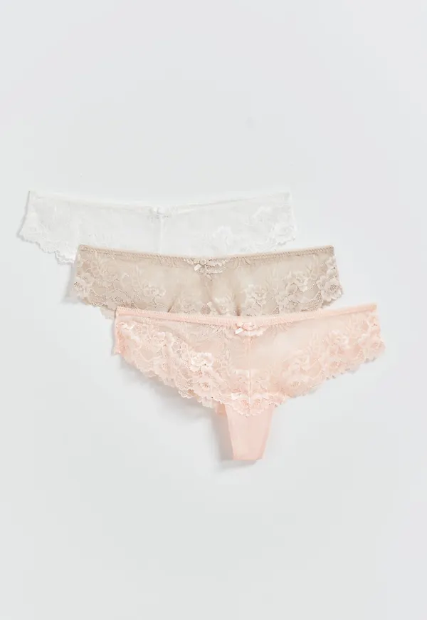 Gina Tricot - pack lace string - trosor-3-pack - Vit - XL - Dam