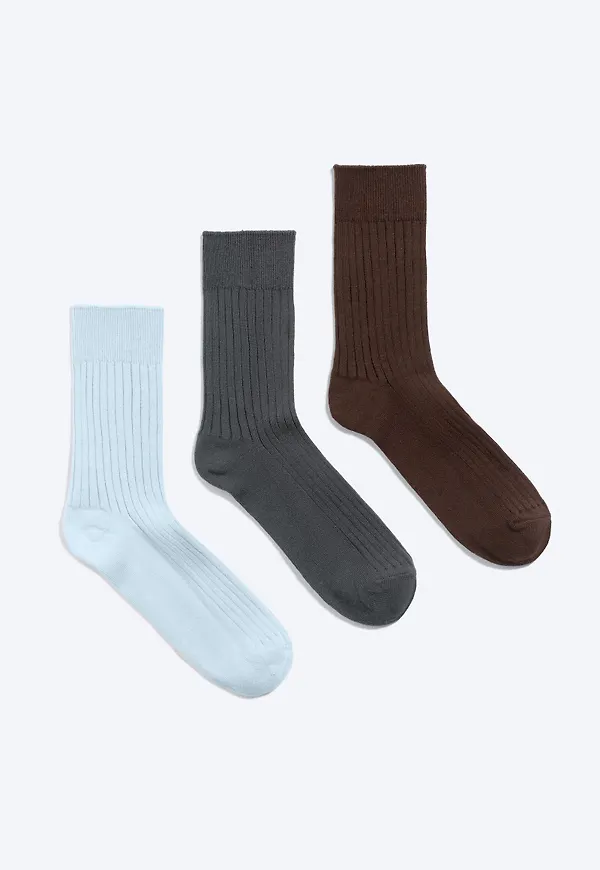 3-pack Ribbed Crew Socks