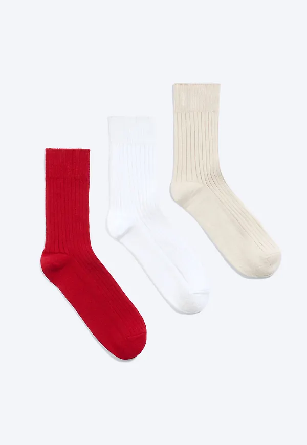 3-pack Ribbed Crew Socks