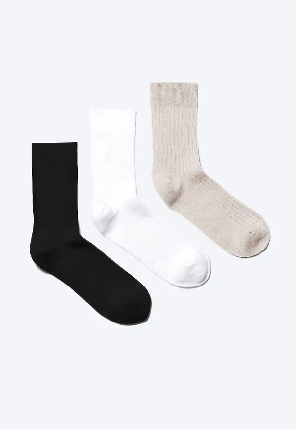 3-pack Ribbed Crew Socks