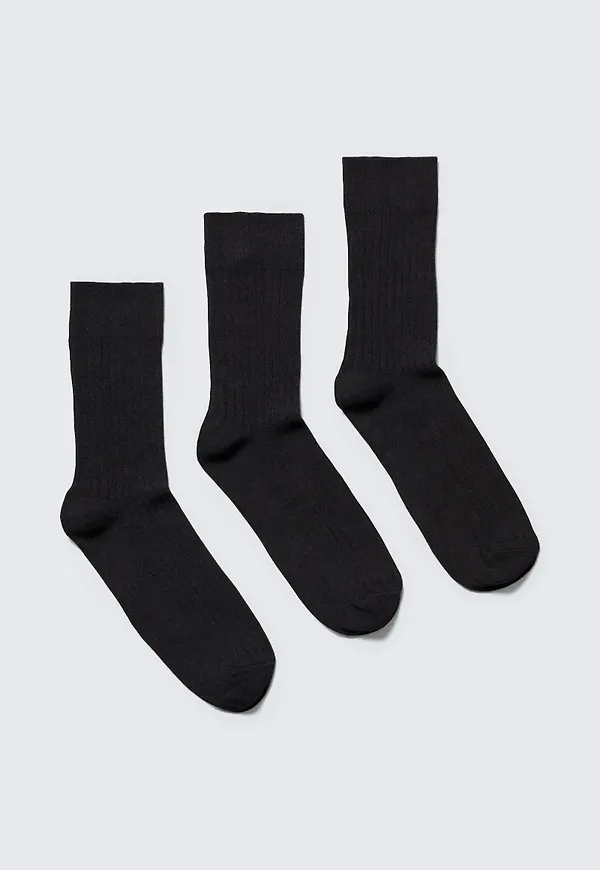 3-pack Ribbed Crew Socks