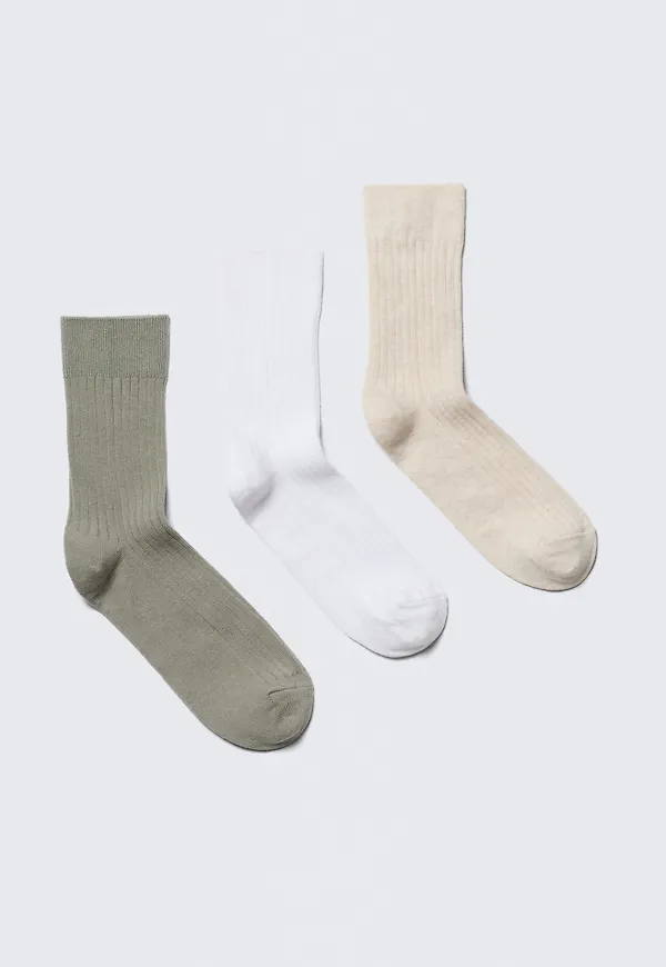 3-pack Ribbed Crew Socks