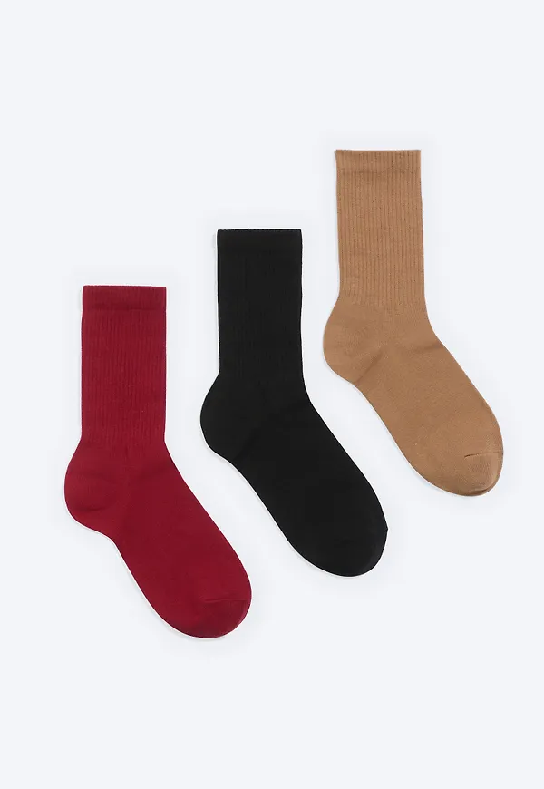 3-pack Ribbed Sporty Crew Socks