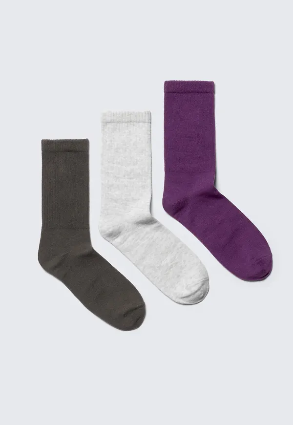 3-pack Ribbed Sporty Crew Socks