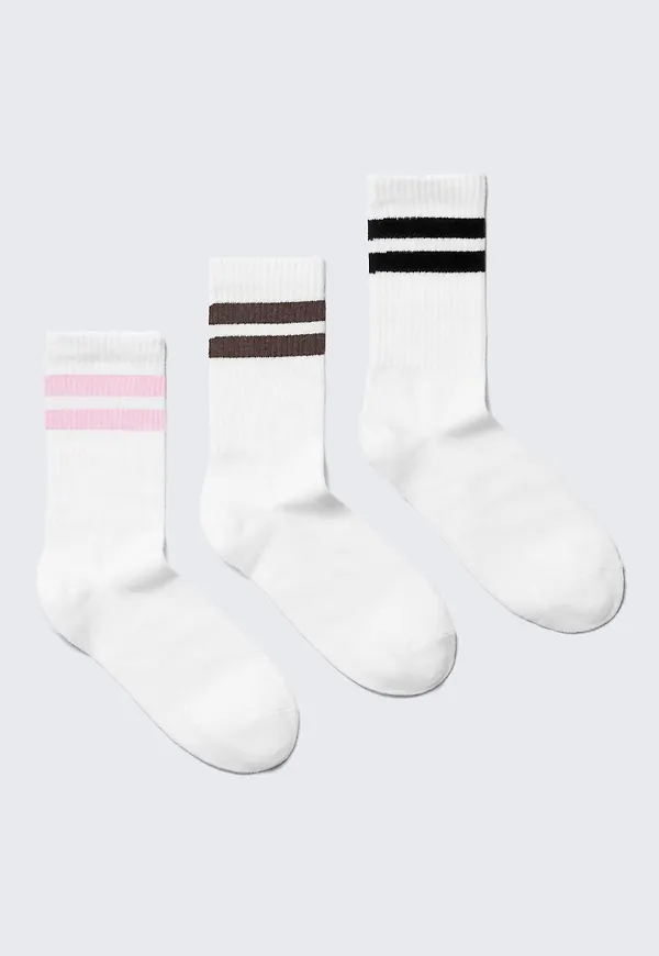 3-pack Striped Crew Socks