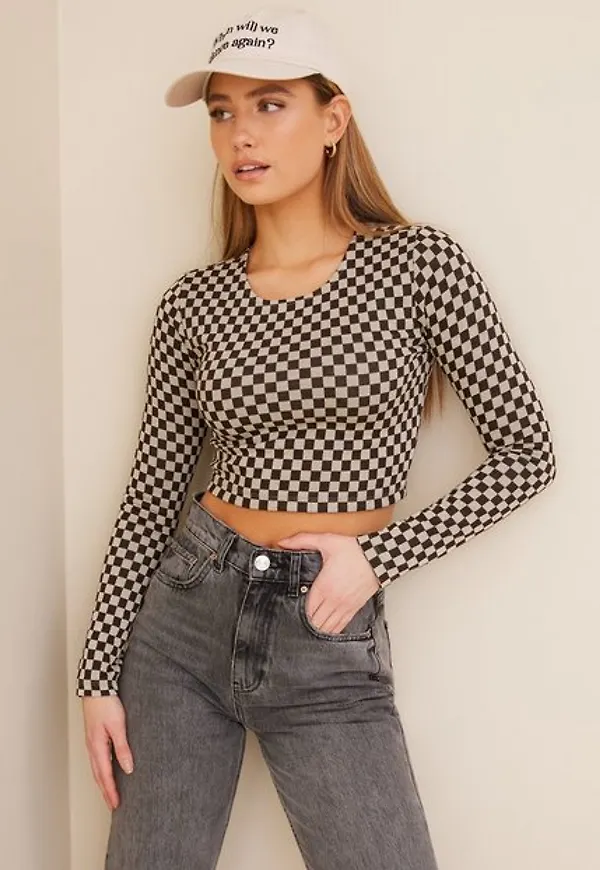 Gina Tricot Margie top Långärmade toppar Brown