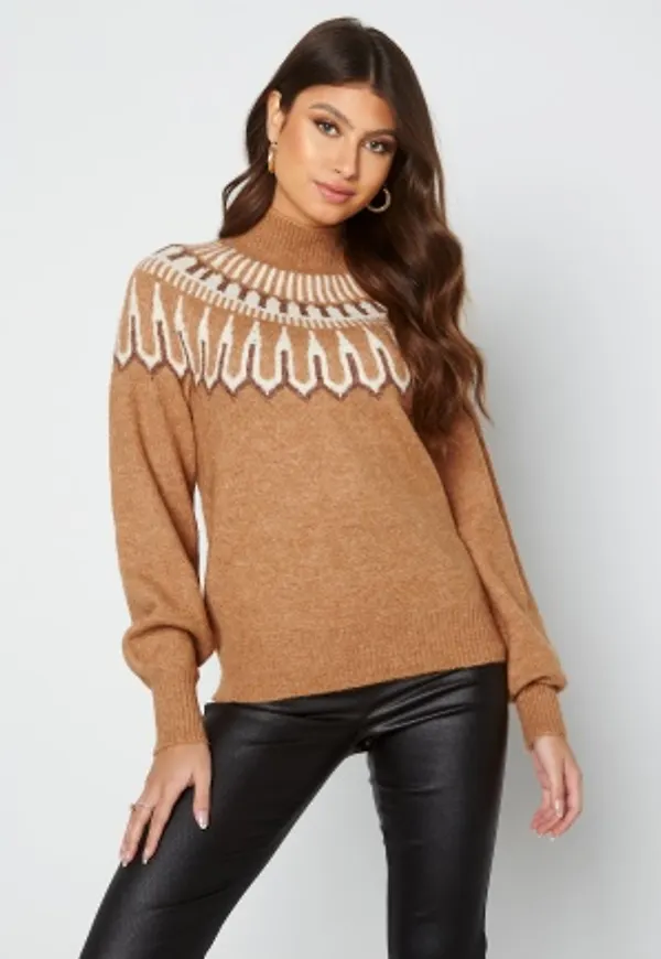 VERO MODA Simone Highneck Blouse Tobacco Brown L