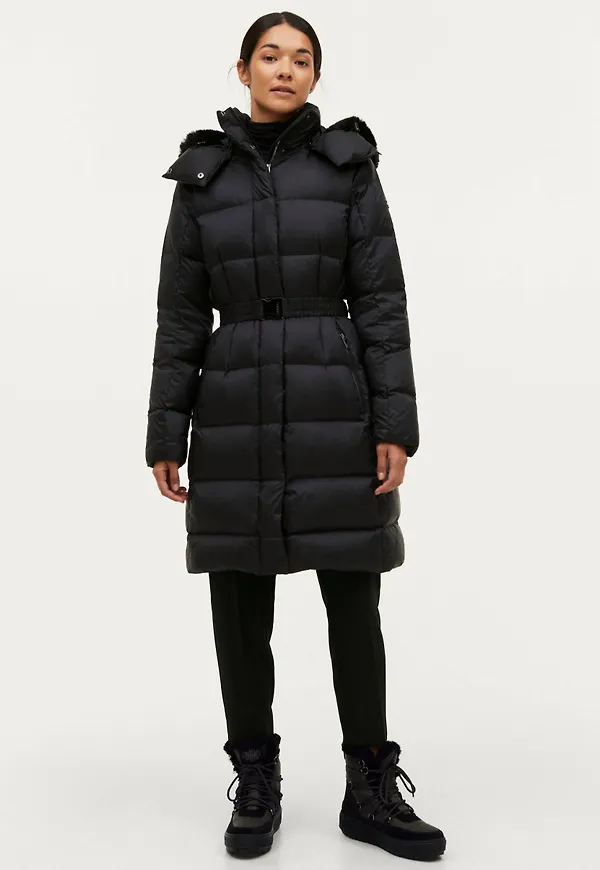 Áhkká - Dunkappa Gold Mid Down Coat Shiny - Svart