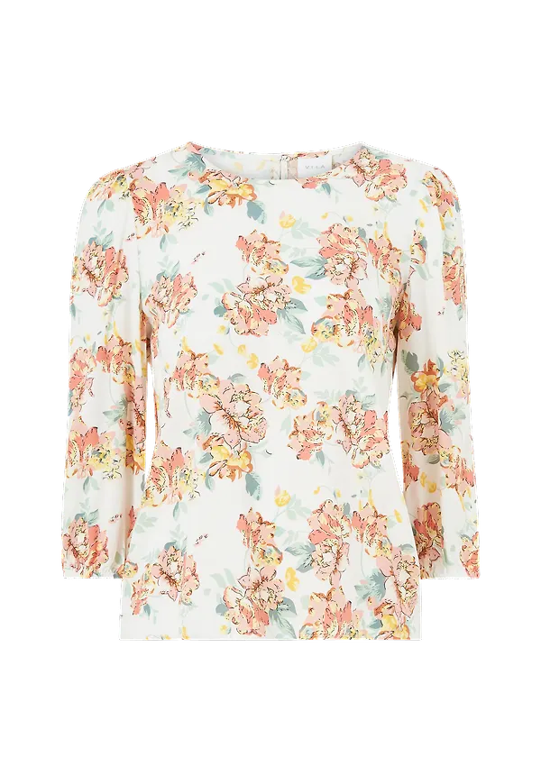 Vila - Blus viMina 3/4 Sleeve Top - Vit
