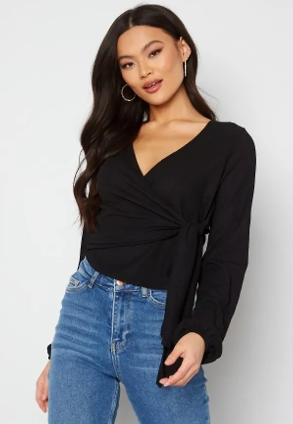 BUBBLEROOM Leighton wrap top Black L