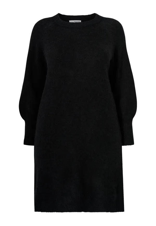 Selected FEMME CURVE - Klänning slfLia LS Knit Dress O-neck - Svart