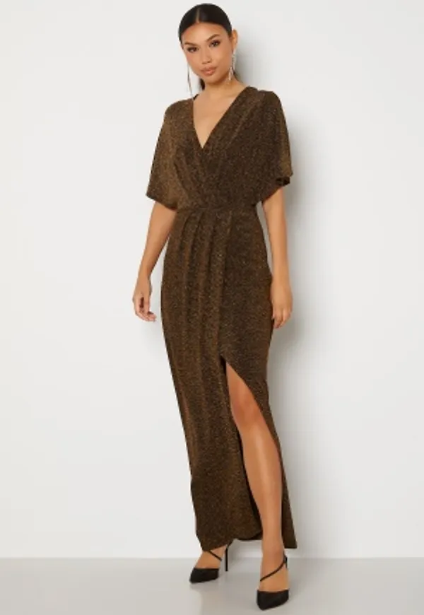 BUBBLEROOM Selena sparkling maxi dress Gold 40