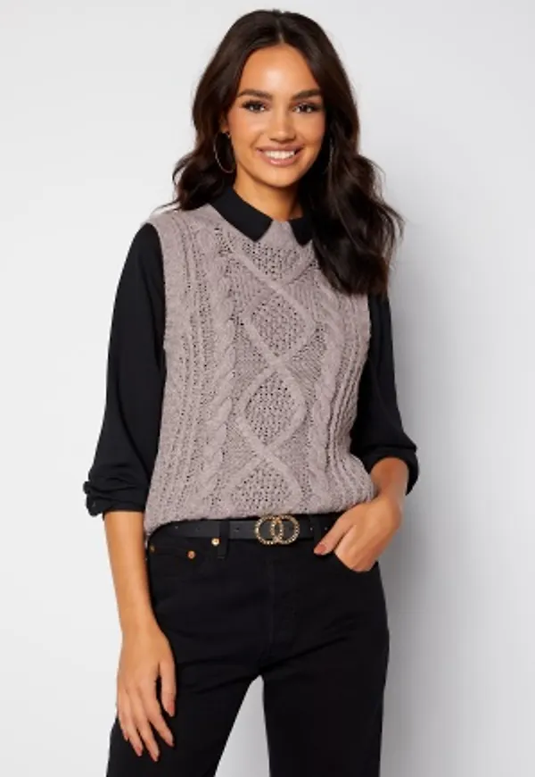 VILA Atlan Knit Vest Light Grey Melange XL