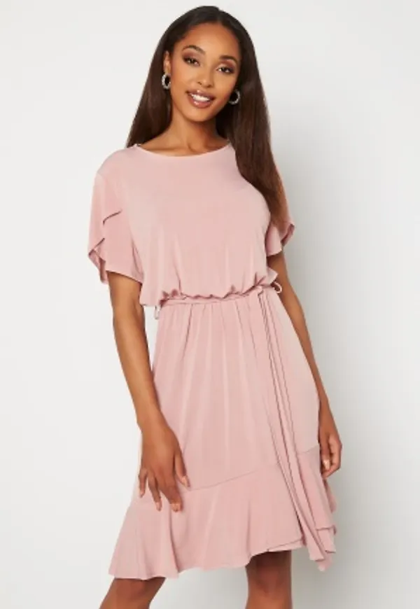 John Zack Tulip Sleeve Belted Dress Rose XL (UK16)