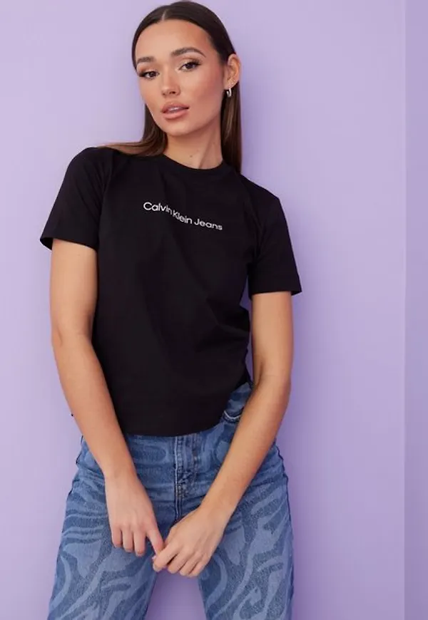 Calvin Klein Jeans Shrunken Institutional Tee Crop tops Black