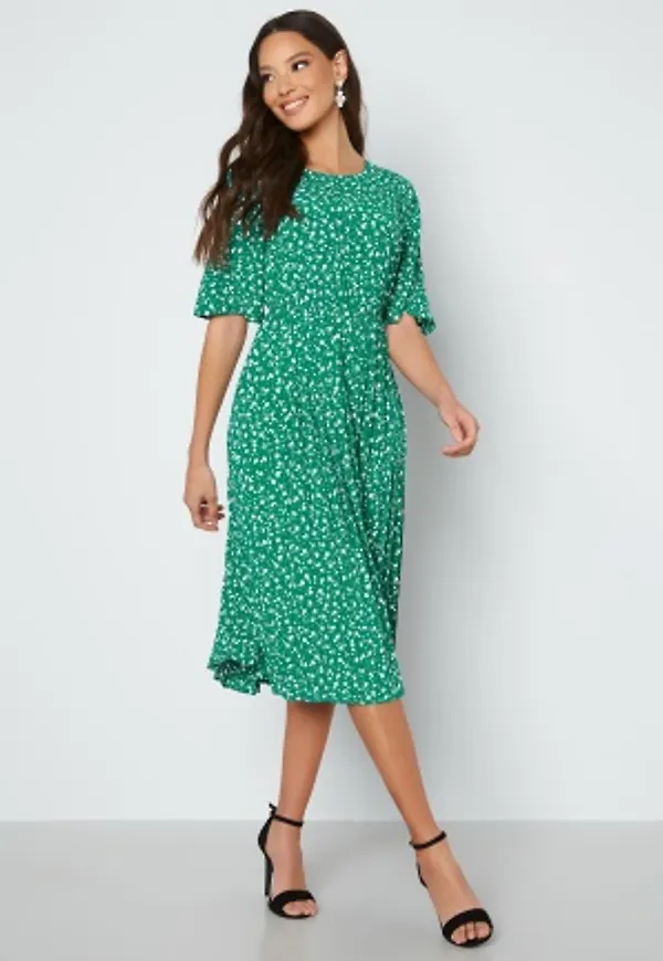Happy Holly Eloise pleated dress Green / Floral 32/34