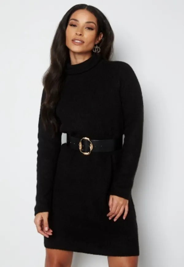Pieces Ellen LS High Neck Knit Dress Black L