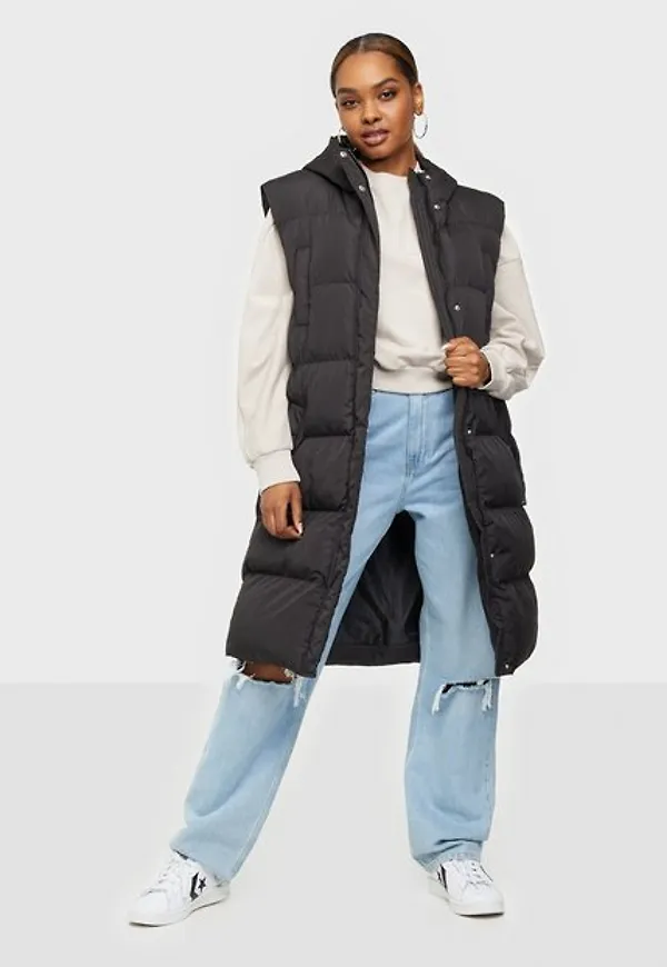 Missguided Recycled Longline Padded Gilet Västar Black