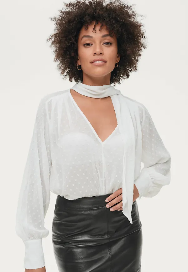 Twist & Tango - Knytblus Lynn Bow Blouse - Vit