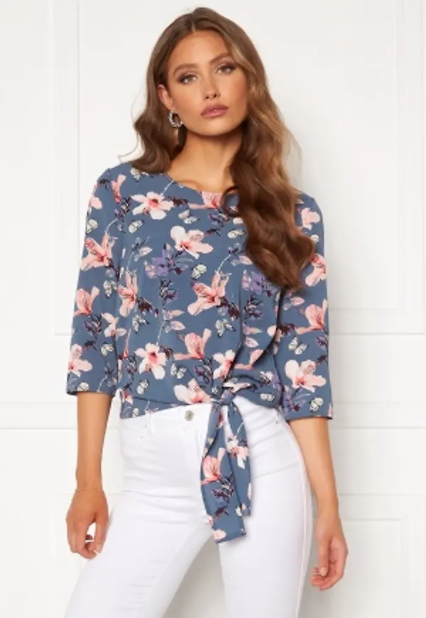 ONLY Nova Lux 3/4 Knot Top Vintage Indigo/AOP 38