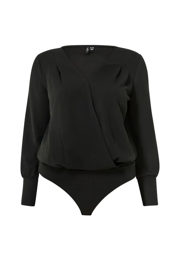 Vero Moda Curve - Topp/body vmJille LS Wrap Bodystocking Curve - Svart