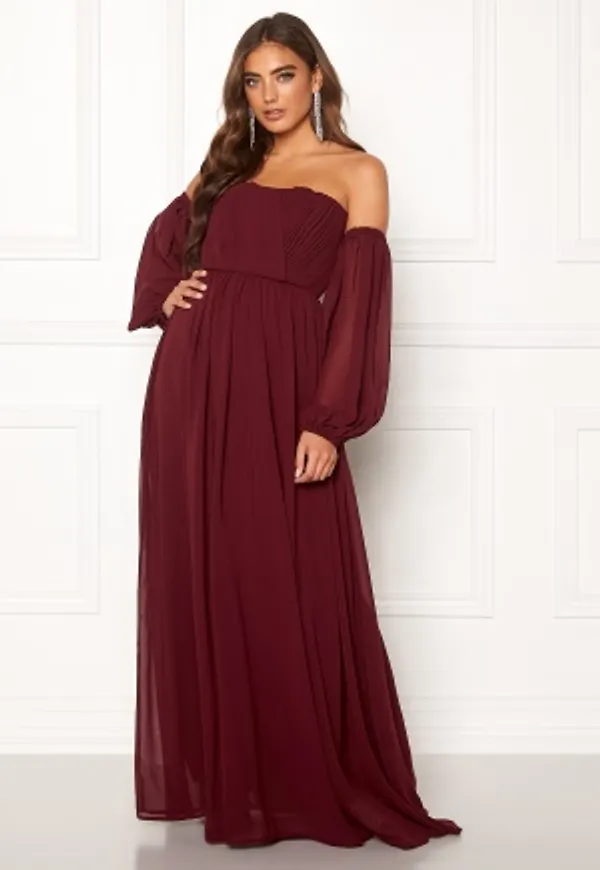 Moments New York Liliane Pleated Gown Wine-red 36