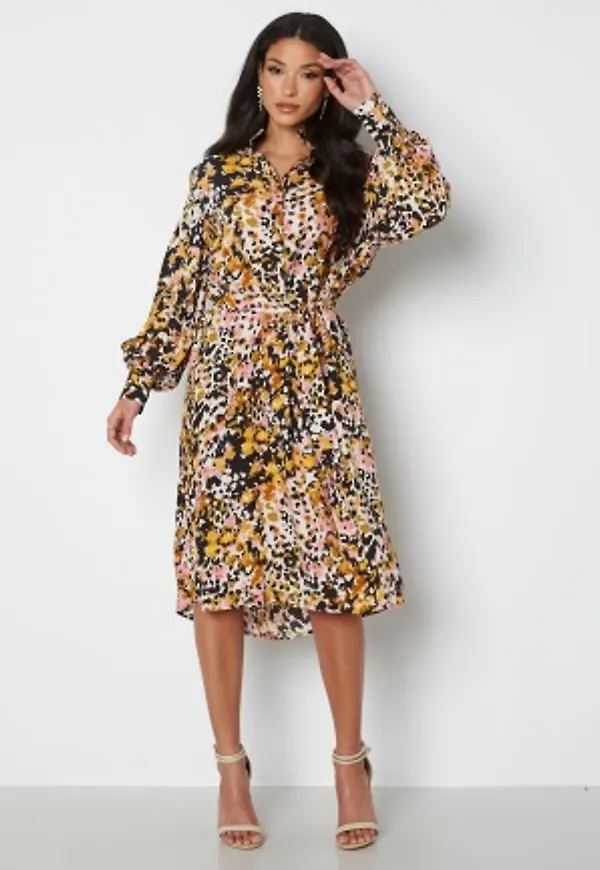 JDY Claudia L/S Shirt Dress Black Bold Leopard 42