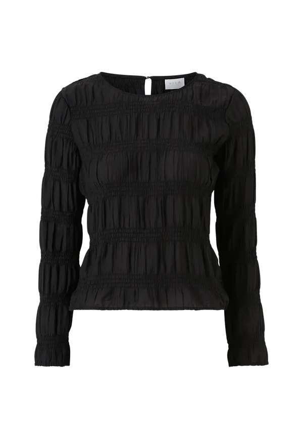 Vila - Blus viElsa L/S Eleastic Top - Svart
